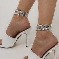 Simple Punk Metal Thin Chain Anklet main image 3