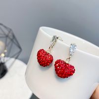 Full Diamond Red Heart Earrings sku image 1