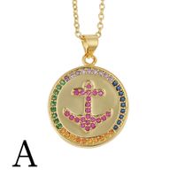 New Fashion Copper Anchor Rainbow Pendant Necklace sku image 1