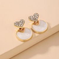 Korean Full Diamond Shell Heart Earrings sku image 1