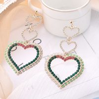 Exaggerated Heart Diamond Shiny Long Earrings main image 1