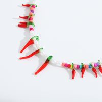 Za Same Design Necklace Set Earrings Elegant Pearl Necklace Red Colored Glaze Pepper Pendant Ornaments main image 6