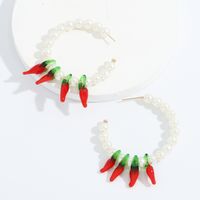 Za Mismo Diseño Collar Conjunto De Pendientes Elegante Collar De Perlas De Color Rojo Esmalte Pimienta Colgante Ornamentos main image 4