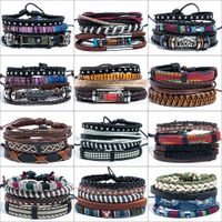 Retro Leather Multi-layer Braided Beaded Bracelet Five-piece Set main image 1