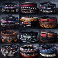 Retro Leather Multi-layer Braided Beaded Bracelet Five-piece Set main image 3