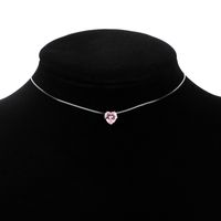 Simple Heart-shape Color Zircon Necklace Wholesale main image 4