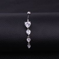 Fashion Heart Stainless Steel Inlaid Zircon Belly Ring main image 1