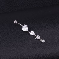 Fashion Heart Stainless Steel Inlaid Zircon Belly Ring main image 3