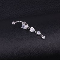 Fashion Heart Stainless Steel Inlaid Zircon Belly Ring main image 4