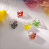 Korean Resin Transparent Fruit Square Ring main image 1