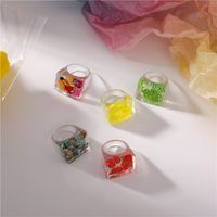 Korean Resin Transparent Fruit Square Ring main image 5