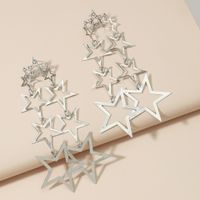 Fashion Hollow Five-pointed Star Long Tassel Earrings main image 3