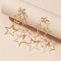 Fashion Hollow Five-pointed Star Long Tassel Earrings main image 5