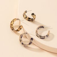 Korean Leopard Print Geometric Resin Earrings main image 5