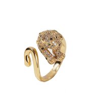 Simple Copper Inlaid Zirconium Leopard Open Ring main image 6