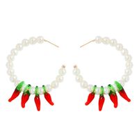 Za Same Design Necklace Set Earrings Elegant Pearl Necklace Red Colored Glaze Pepper Pendant Ornaments sku image 2