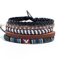 Retro Leather Multi-layer Braided Beaded Bracelet Five-piece Set sku image 3