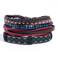 Retro Leather Multi-layer Braided Beaded Bracelet Five-piece Set sku image 17