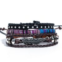 Retro Leather Multi-layer Braided Beaded Bracelet Five-piece Set sku image 6