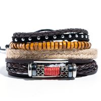 Retro Leather Multi-layer Braided Beaded Bracelet Five-piece Set sku image 11