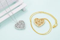 Fashion Hollow Three-dimensional Large Heart-shape Copper Zircon Necklace Wholesale main image 3