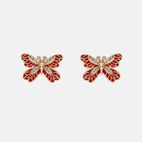 Fashion Butterfly Copper Zircon Earrings Wholesale main image 1