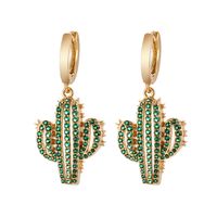 European And American Fashion Colorful Zircon Earrings A Variety Of Creative Personality Pineapple Cactus Earrings Diy Ear Studs Earrings For Women sku image 21