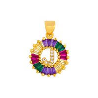 English Alphabet Color Zircon Letter Round Necklace Nhas137029 sku image 10