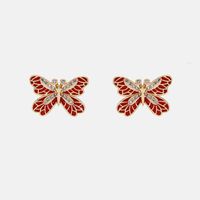 Fashion Butterfly Copper Zircon Earrings Wholesale sku image 2