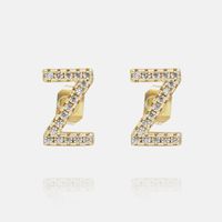 Fashion Zircon 26 Letter Copper Earrings Wholesale sku image 54