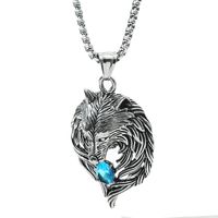 Retro Diamond-studded Wolf Head Pendant Necklace main image 5