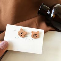 Cute Cartoon Smiling Bear Earrings main image 1