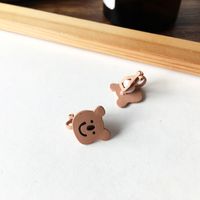 Cute Cartoon Smiling Bear Earrings sku image 2