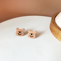 Cute Cartoon Smiling Bear Earrings sku image 1