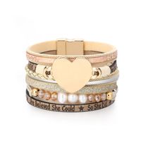 Fashion Multi-layer Heart-shape Pearl Leather Bracelet sku image 1