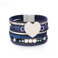Fashion Multi-layer Heart-shape Pearl Leather Bracelet sku image 3