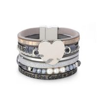 Fashion Multi-layer Heart-shape Pearl Leather Bracelet sku image 6