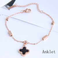 Korean Fashion Ol Simple Four-leaf Titanium Steel Anklet main image 3