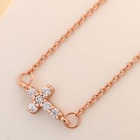 Korean Fashion Diamond Cross Necklace main image 3