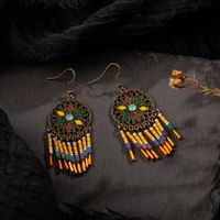 Bohemian Big Hoop Tassel Alloy Earrings main image 4