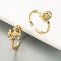 Fashion Small Plane Opening Copper Inlaid Zircon Ring main image 1