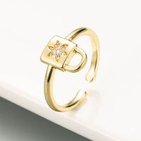 Fashion Small Plane Opening Copper Inlaid Zircon Ring main image 5