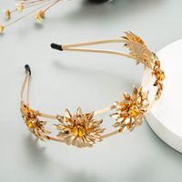 Barockes Goldenes Blattblumen-doppelstrass-stirnband sku image 1