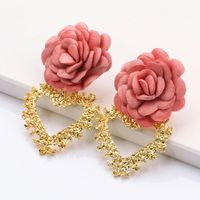 Fashion Heart-shaped Flower Alloy Earrings Wholesale main image 1