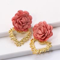 Fashion Heart-shaped Flower Alloy Earrings Wholesale main image 6