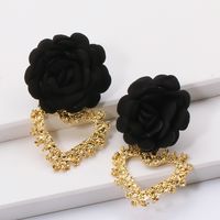 Fashion Heart-shaped Flower Alloy Earrings Wholesale main image 4