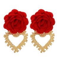 Fashion Heart-shaped Flower Alloy Earrings Wholesale sku image 1