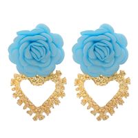 Fashion Heart-shaped Flower Alloy Earrings Wholesale sku image 2
