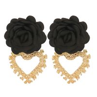 Fashion Heart-shaped Flower Alloy Earrings Wholesale sku image 6