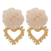 Fashion Heart-shaped Flower Alloy Earrings Wholesale sku image 3